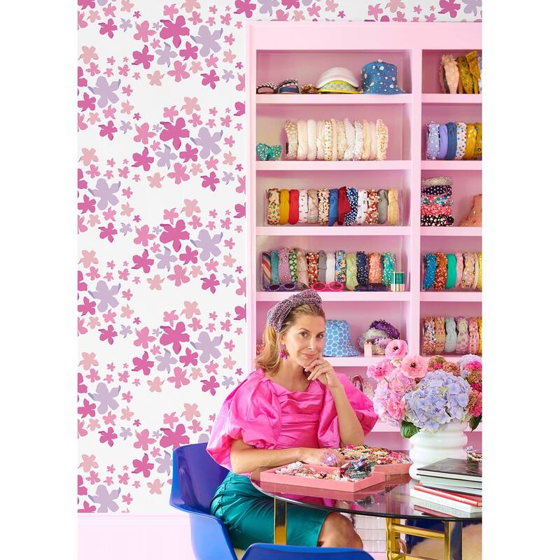 Lele Sadoughi Lele Lillies Pink Peel & Stick Wallpaper