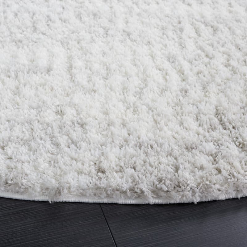 SAFAVIEH Berber Shag Rafaele 1.25-inch Thick Rug - 8' Round - Ivory/Light Grey - Round