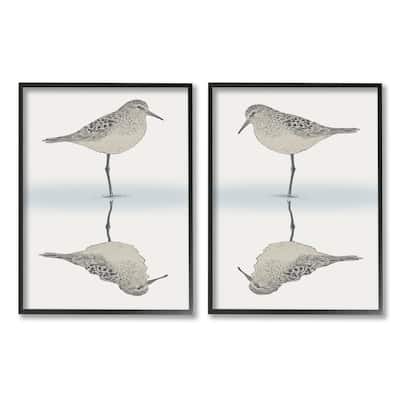 Stupell Tranquil Sandpiper Reflection Nautical Bird Beach Shore 2 Piece Framed Wall Art, Design by Ziwei Li