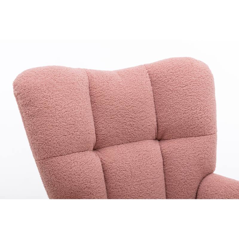 Mid Century Modern Teddy fabric Tufted Upholstered Rocking Chair Padded Seat for Living Room Bedroom