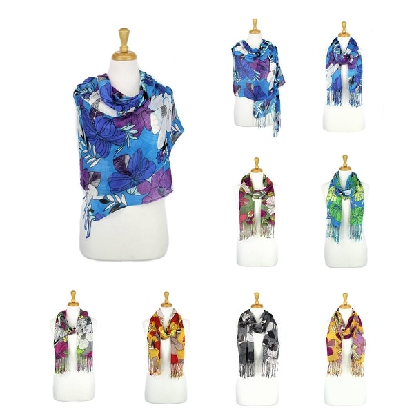 Women's Fashion Floral Soft Wraps Scarves - F10 Camal Yellow - Large. Opens flyout.