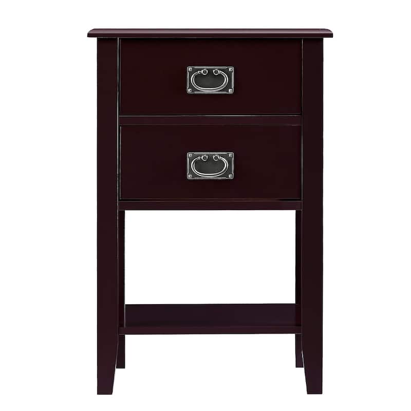 Javlergo Wood Nightstand with 2-Drawer and Storage Shelf, Set of 2