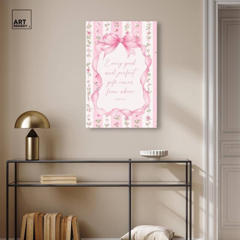 Good and Perfect Gift Bow Canvas by Art Remedy, Gallery Wrapped