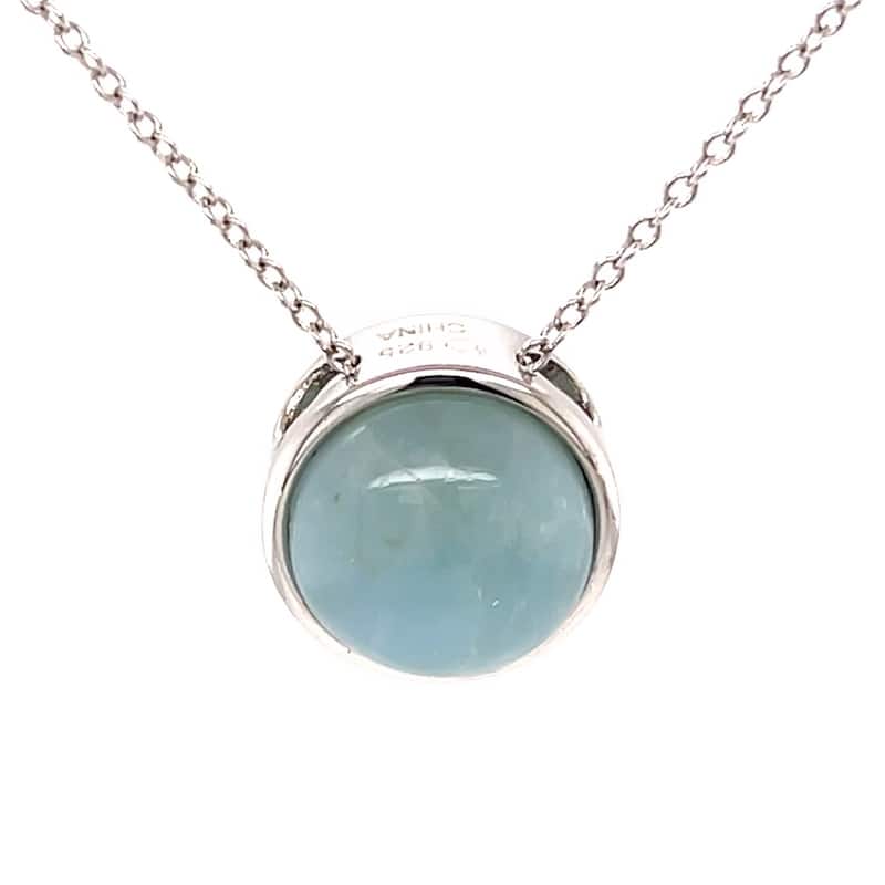925 Sterling Silver Milky Aquamarine Pendant