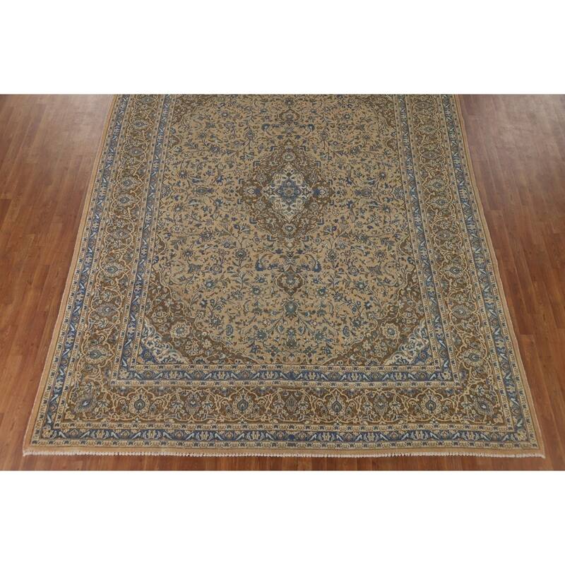 Traditional Mashad Vintage Persian Area Rug Handmade Wool Carpet - 9'7" x 12'5"