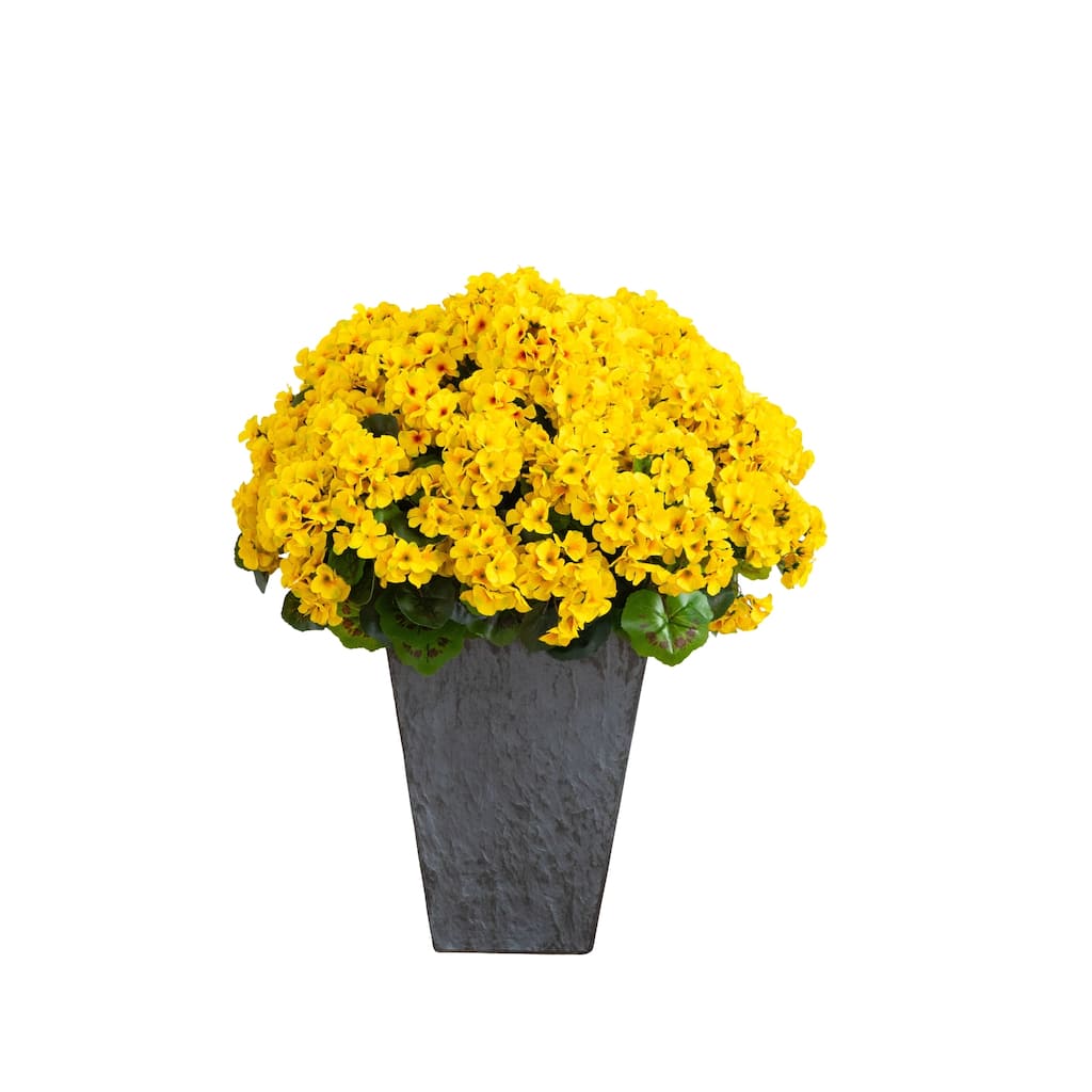 33-in UV Resistant Artificial Geranium Plant in Slate Ceramic Planter