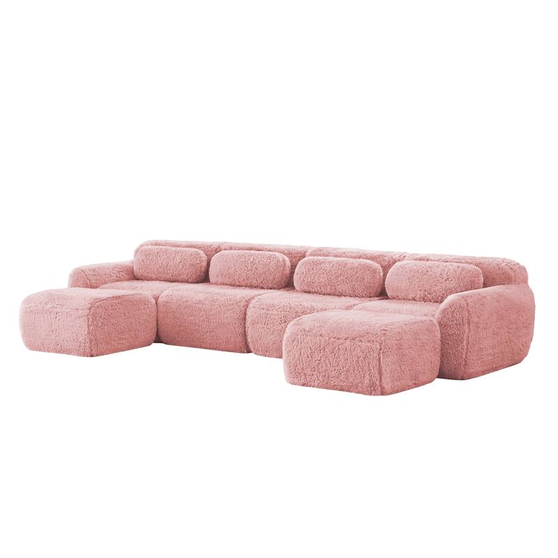 Anmytek Modern Comfortable U-Shaped Boneless Sofa - Free Combination, No Assembly Required, Full-Compression Vacuum Packed