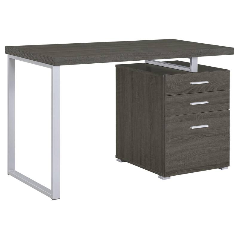 Contemporary Computer Desk with 3 Drawers, Filing Cabinet, and Deep Cappuccino Finish for Home Office or Study