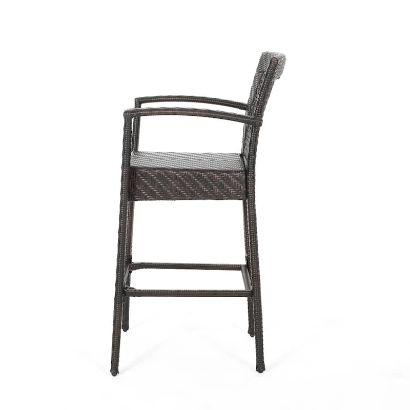 Farley Outdoor Wicker Barstool (Set of 2) by Christopher Knight Home