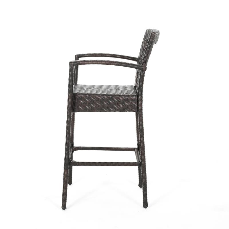 Set of 2 Wicker Bar Stool, Outdoor Curved High Chair, Patio Cafe Counter Stool, Bistro Bar Chair, Dining Chair, Island Chair