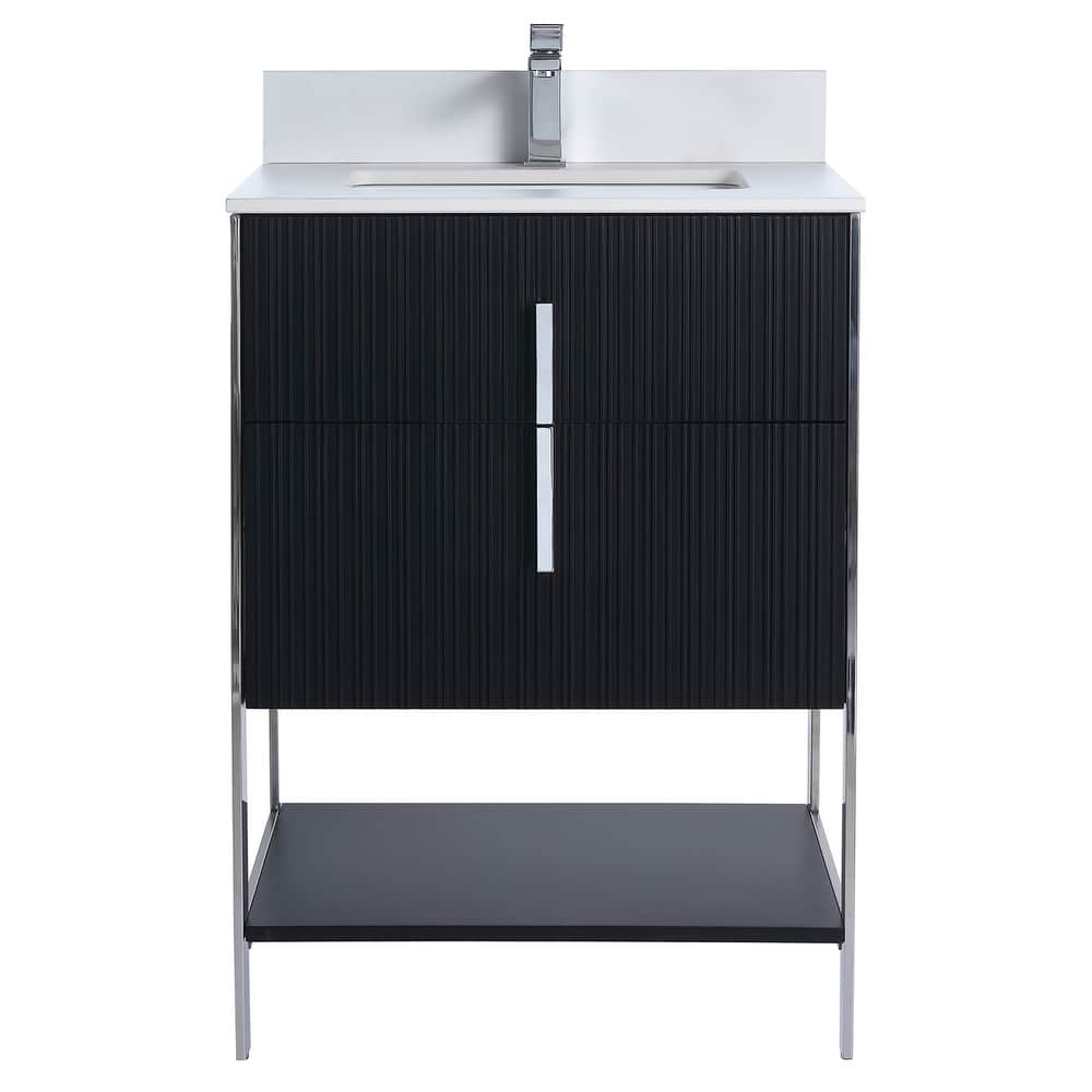 Fine Fixtures Serenity Modern Bathroom Vanity with White Stone Top