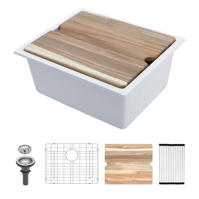 21" Undermount Single Bowl Quartz Kitchen Sink - 21'' x 18'' x 9.65''