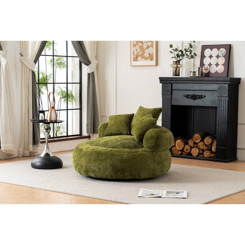 Bean Bag Lazy Sofa with Ultra Soft Chenille Cover,Round Bean Bag,Indoor & Outdoor