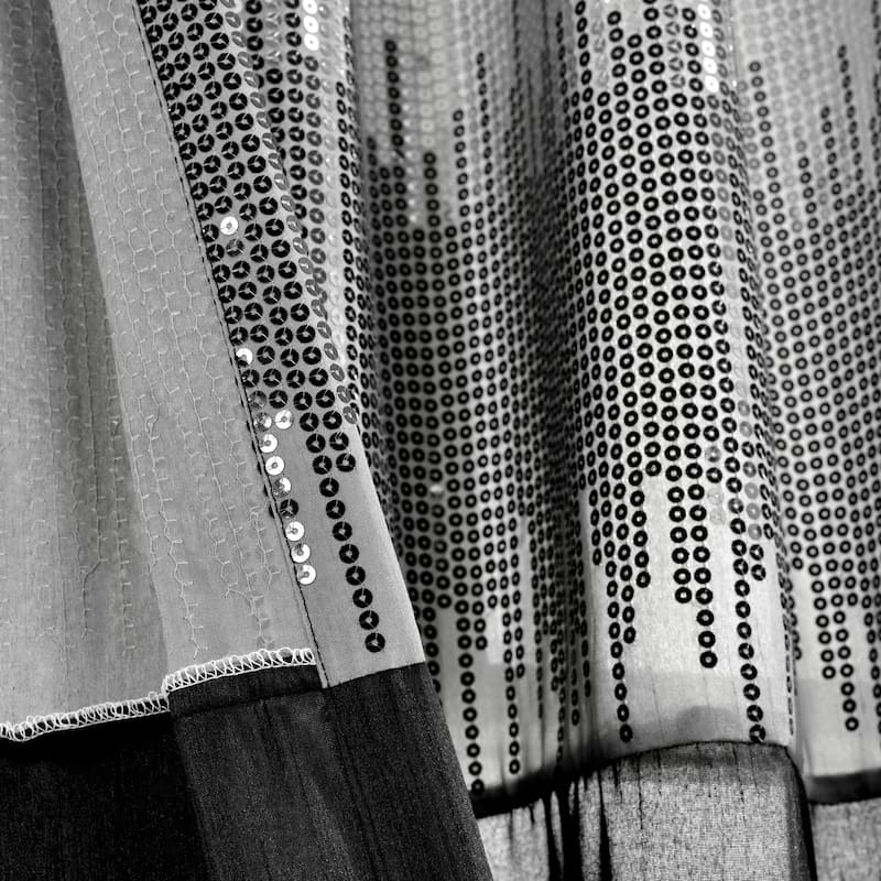 Silver Orchid Page Two-tone Faux Silk Glamorous Sequins Sparkle Single Curtain Panel