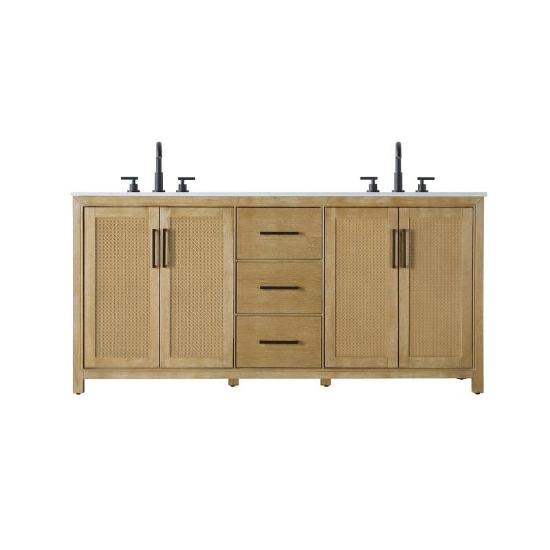Elegant Lighting VF29572D Alina 72" Free Standing Double Basin Vanity - Linen Oak - Oak Finish