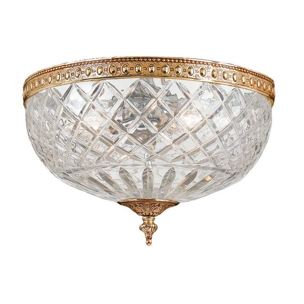 slide 1 of 1, Crystorama 2 Light Brass Crystal Ceiling Mount II - 10'' W x 8'' H