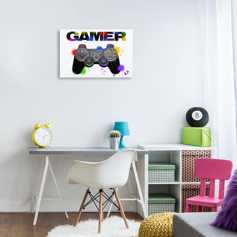 Stupell Gamer with Rainbow Splashes Canvas Wall Art Design By Marcus Prime