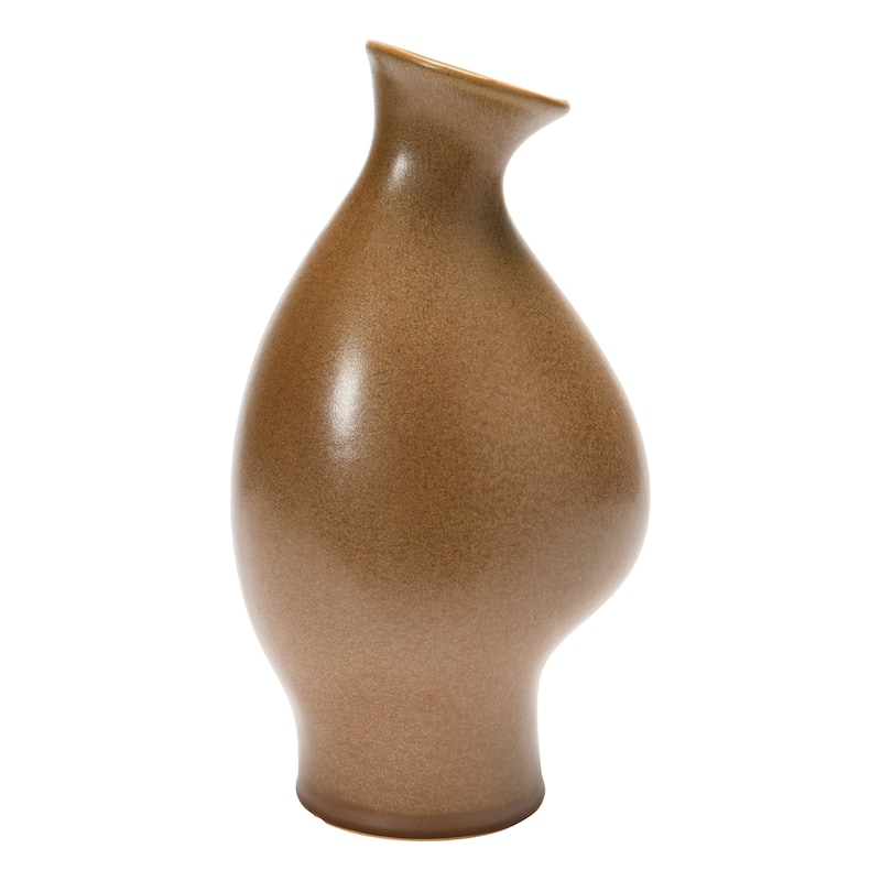 Stoneware Organic Shaped Vase, Speckled Reactive Glaze