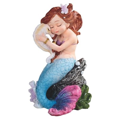 Q-Max 6.5"H Mermaid with Seahorse Mergirl Statue Fantasy Decoration Figurine