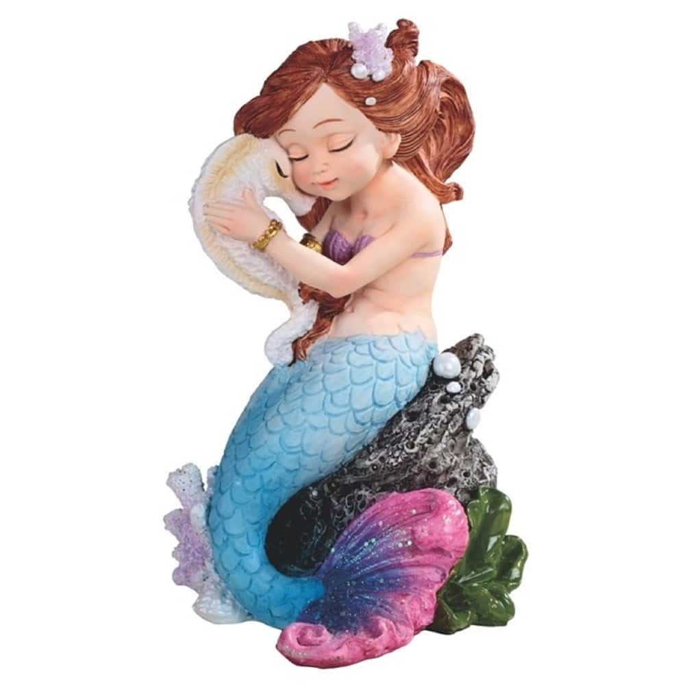 Q-Max 6.5"H Mermaid with Seahorse Mergirl Statue Fantasy Decoration Figurine