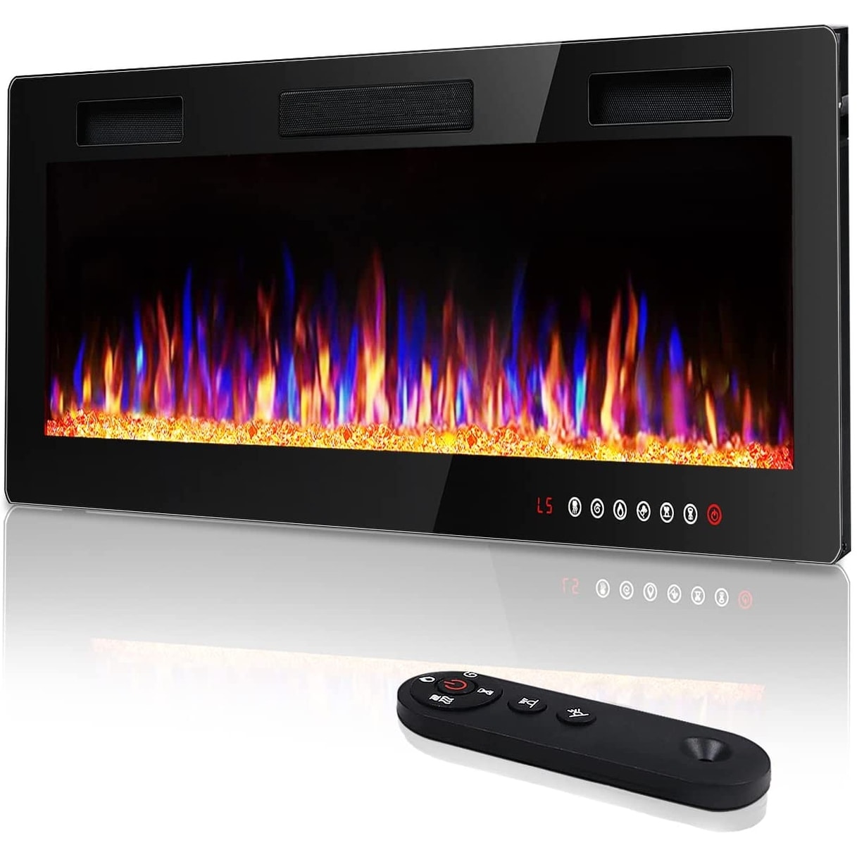 36" Wall Electric Fireplace Insert Log Flame W/ Remote Control Led  Warm heater 