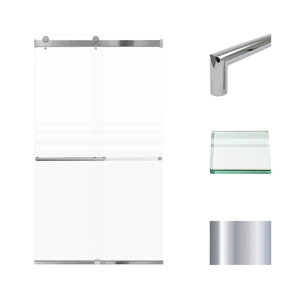 Brianna 48 in. W x 80 in. H By-Pass Frameless Shower Door with Frosted Glass - 44-48-in W x 80-in H