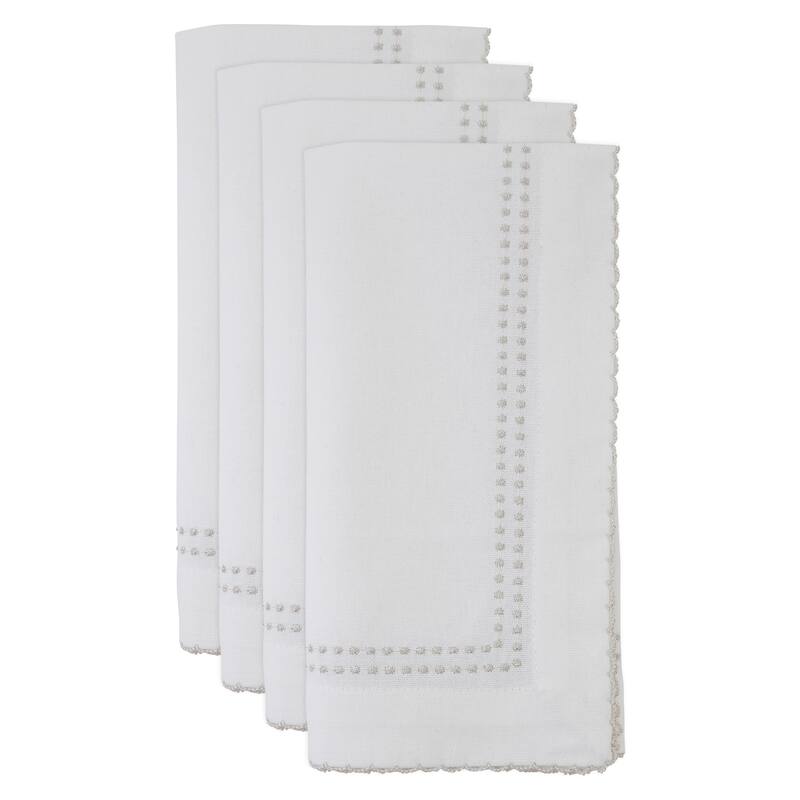 Table Napkins With Embroidered Border Design (Set of 4) - 18"x18"