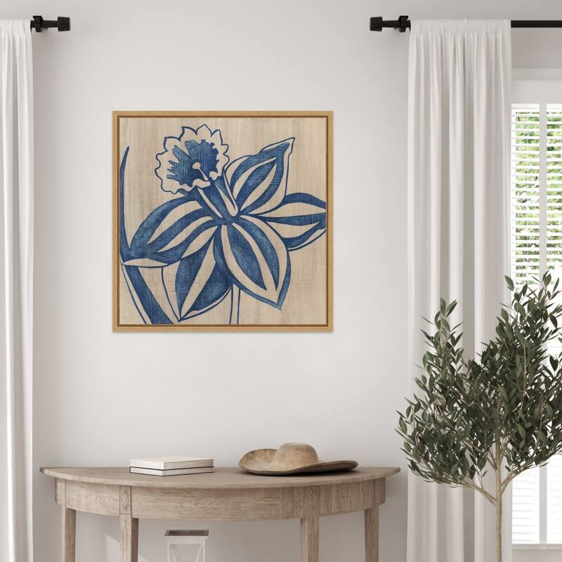 Indigo Daffodil by Chariklia Zarris (22 x 22 in.), Framed Canvas Wall Art Print