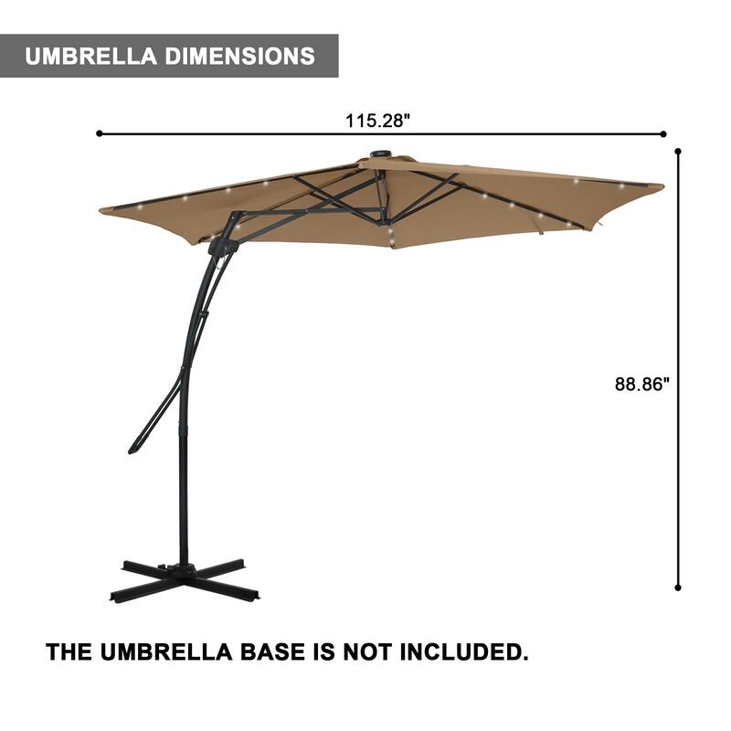 Clihome 10ft Outdoor Patio Cantilever Umbrella with LED Lights