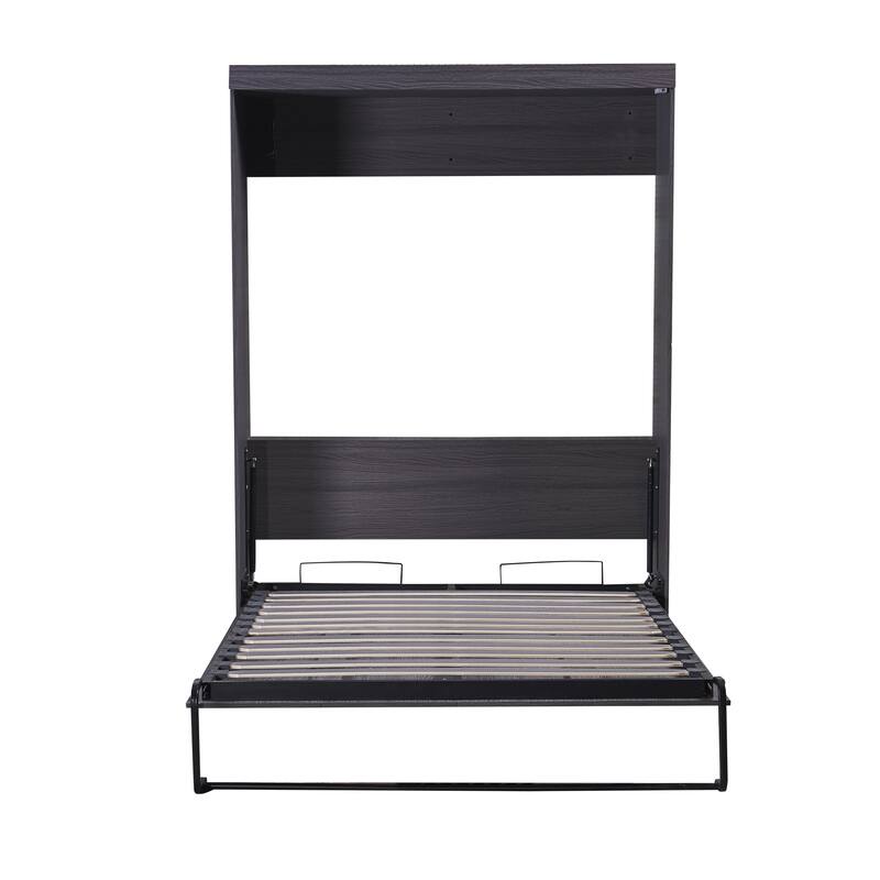 Wood Full Size Murphy Bed with Wardrobe and Drawers, Storage Bed, Foldable Into Cabinet Murphy Bed Frame w/Slats Support