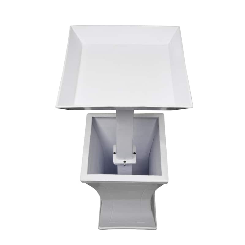 Modern Square Cast Aluminum Metal 40-in Bird Bath and Planter Vase Combo
