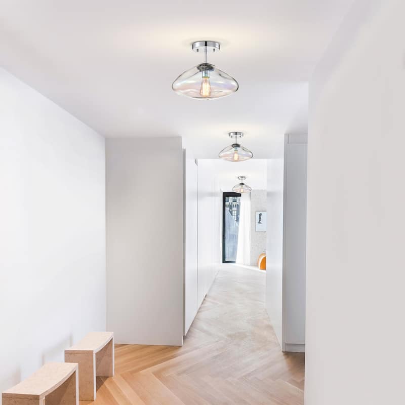Einar Moulded Glass Shade Semi-Flushmount Ceiling Lamp