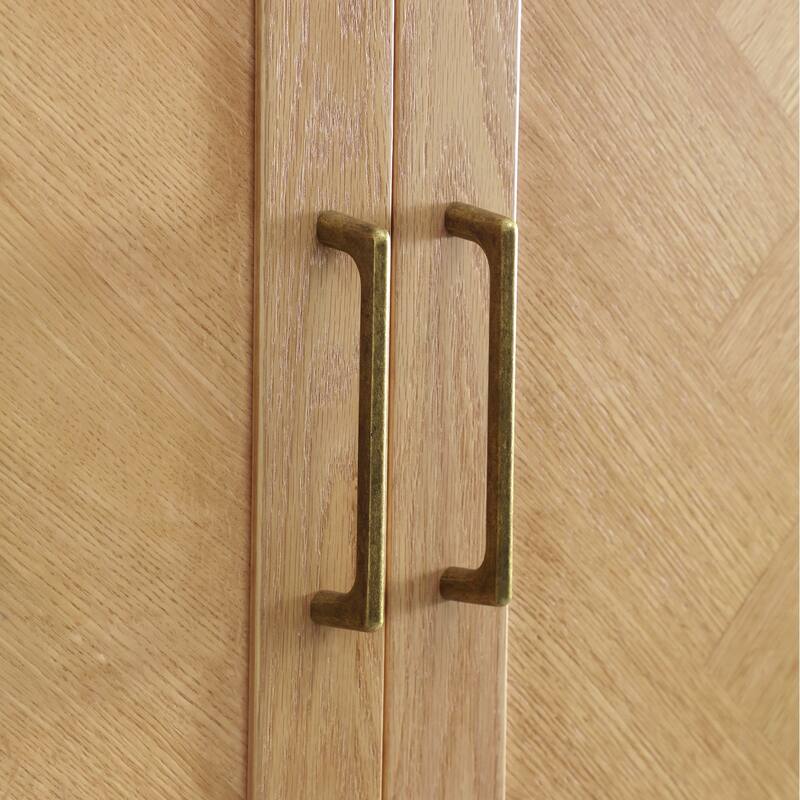 100% Solid Wood Armoire Wardrobe Closet with 2 Door, 70.87"H Bedroom Armoire Closet with Drawer and Hanging Rod, Wood Finish