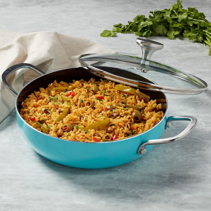 Infuse 3Qt Aluminum Caldero / Saute Pan - Aqua
