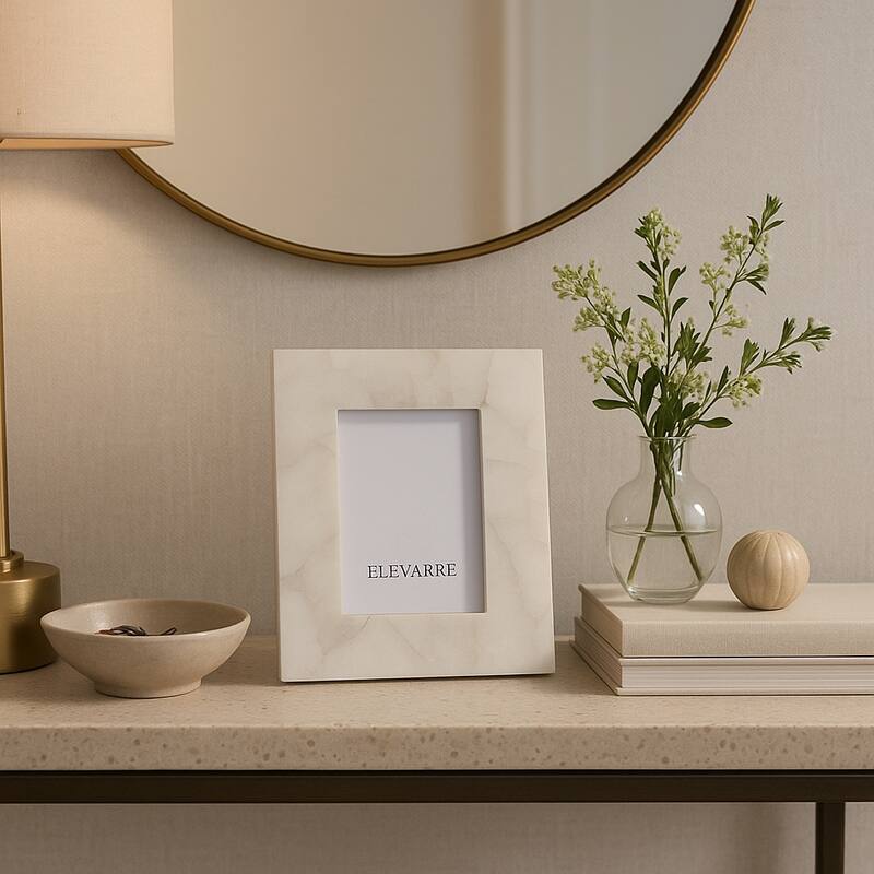 Quartz Rectangular Decorative Photo Frame - White - 9.0"