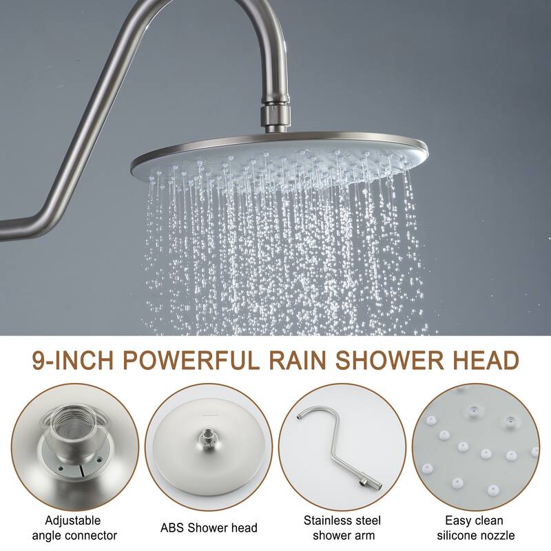 10-In Rainfall Exposed Pipe Shower System without Valve