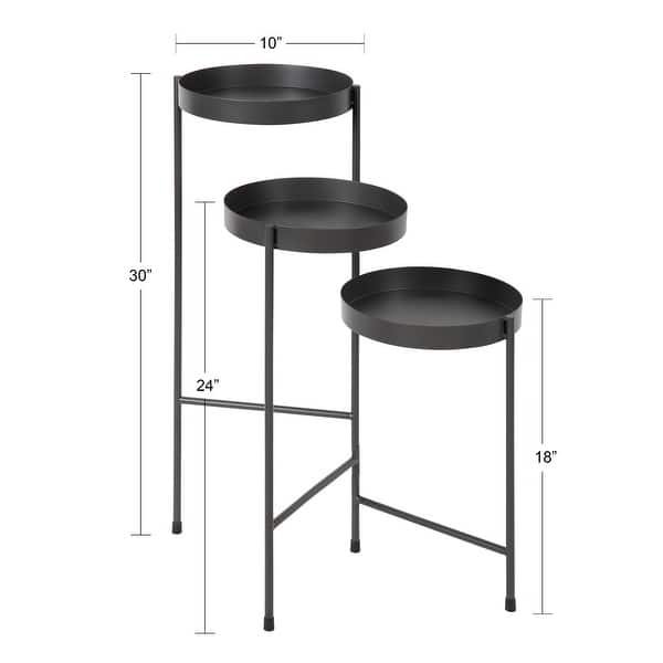 dimension image slide 10 of 17, Kate and Laurel Finn Metal 3-tier Modern Plant Stand - 16x21x30