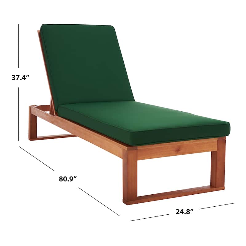 SAFAVIEH Outdoor Kaliyah Solid Wood Chaise Lounge Chair - 25Wx81Dx37H