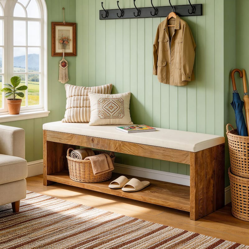 Shoe Bench With Cushion And Storage Shoe Rack