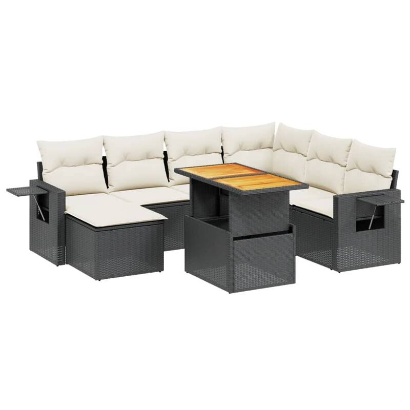 vidaXL Patio Sofa Set with Cushions Table and Sofa Modules 8 Piece Poly Rattan - 21.7 x 39.4 x 28.7