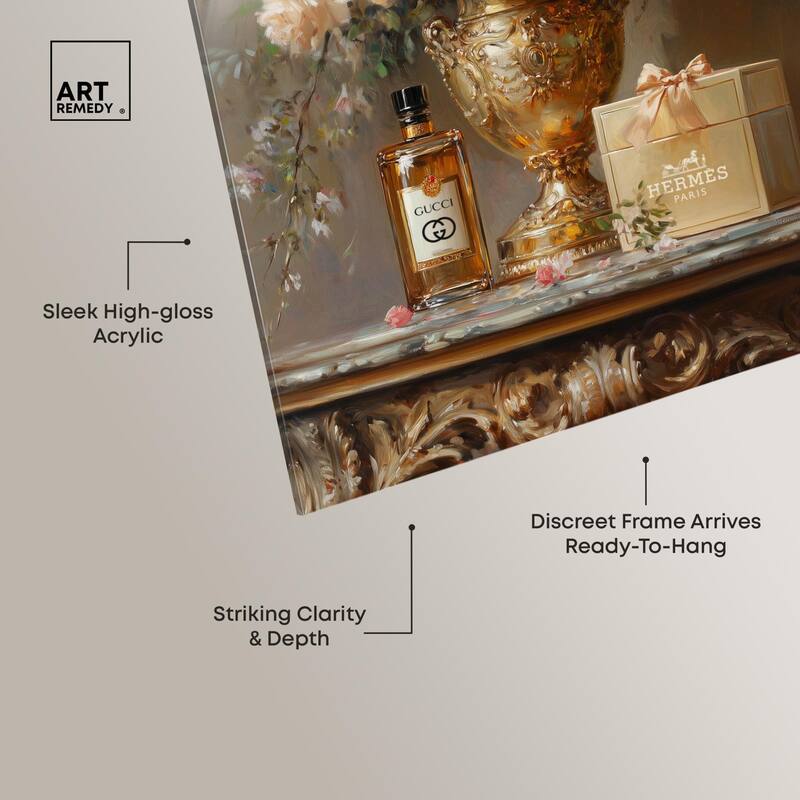 Classical Vase Tans and Floral Acrylic by Art Remedy, Ready to Hang
