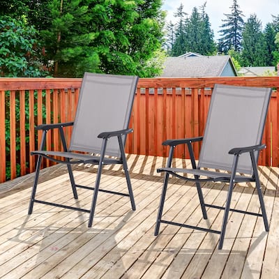 Podena Grey Folding Patio Chairs (Set of 2) by Havenside Home