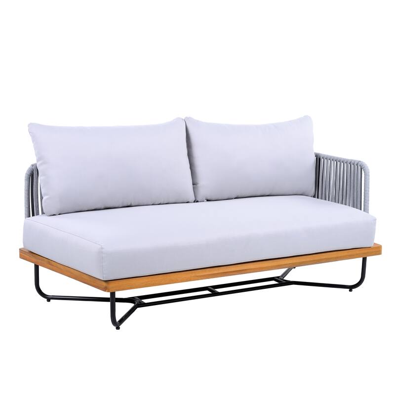 Christopher Knight Home - Evelyn Patio Outdoor Acacia Wood Rope Sofa Set