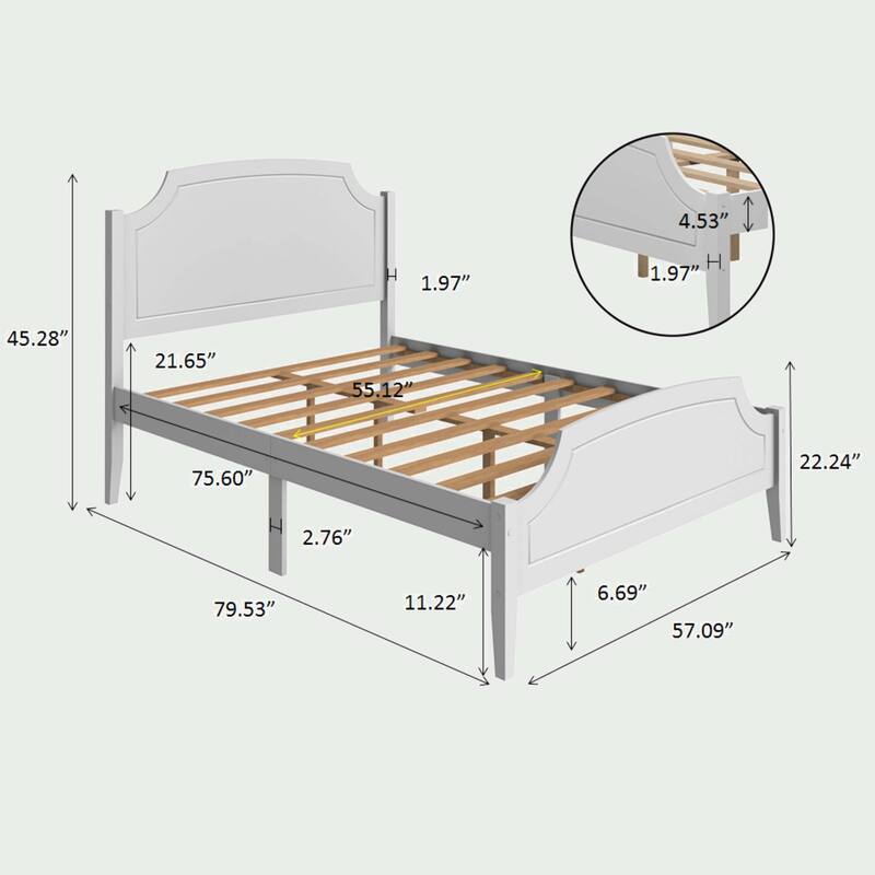 White Contemporary Roman Style, Solid Wood Bed
