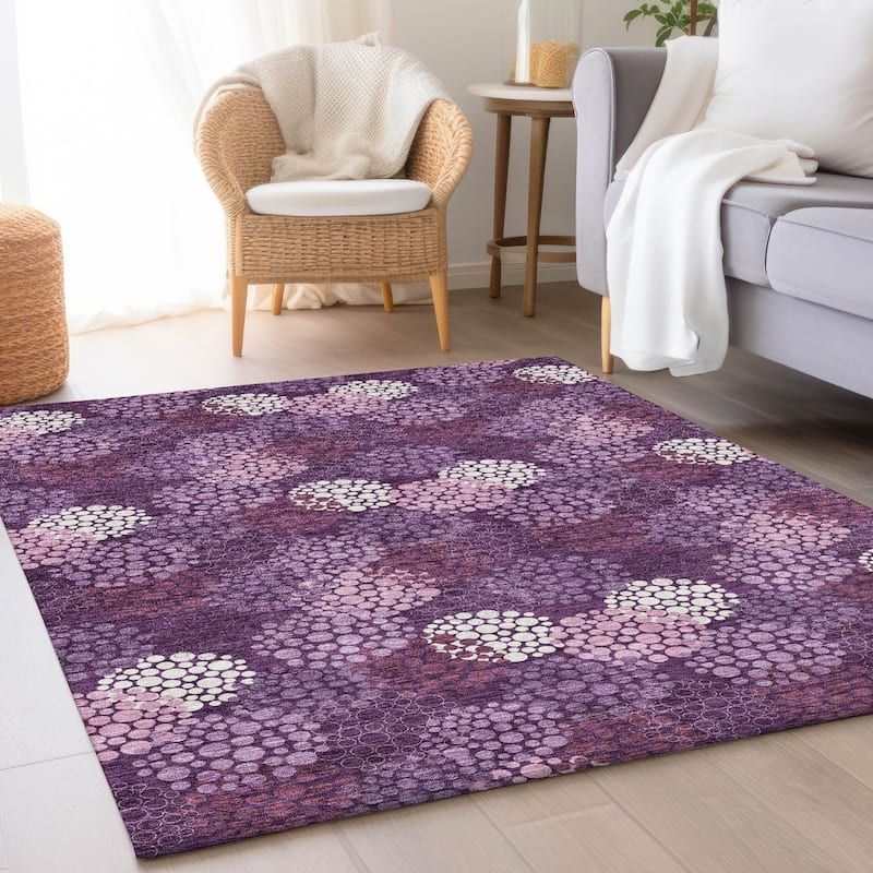Premium Washable Super Soft Contemporary Clusters Mayfield Rug - Eggplant - 2'6" x 3'10"