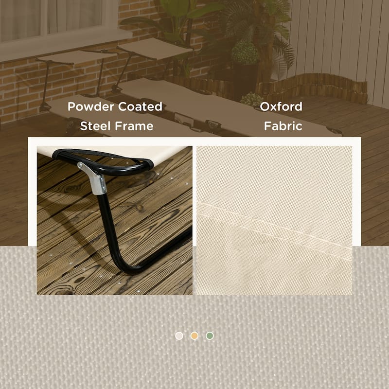 Outdoor Folding Chaise Lounge Pool Chairs with Canopy Shade, Reclining Back, Steel Frame and Side Pocket for Beach, Yard, Patio