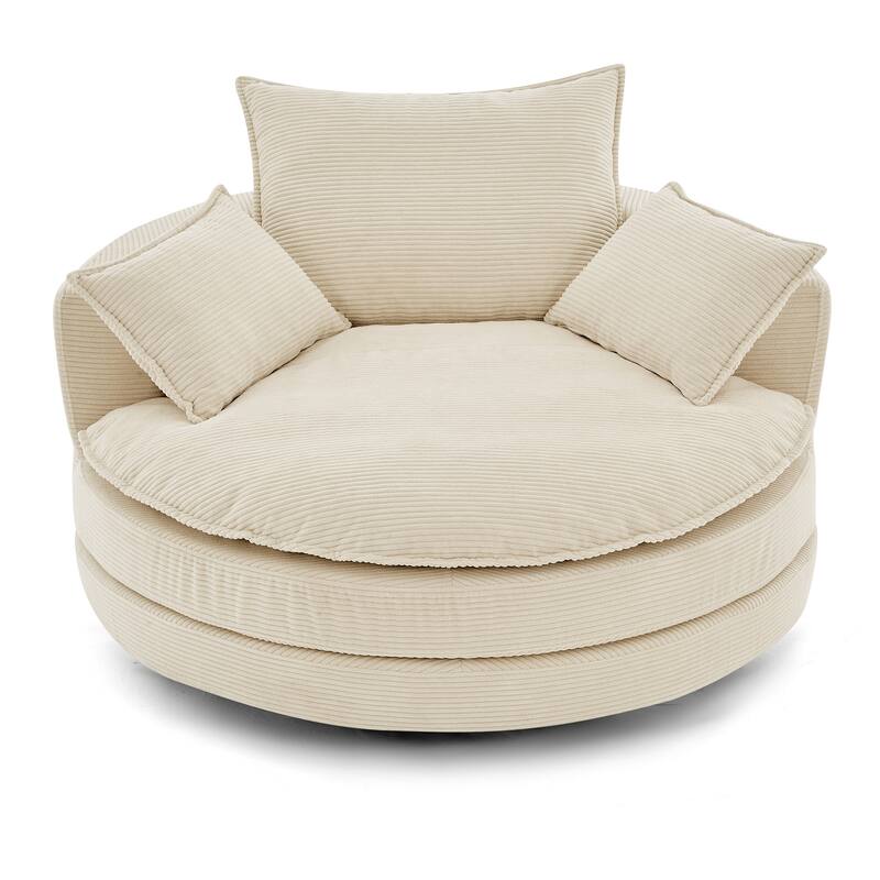 360° Swivel Accent Barrel Chair with Dual-Layer Cushions by Harper&Bright Designs
