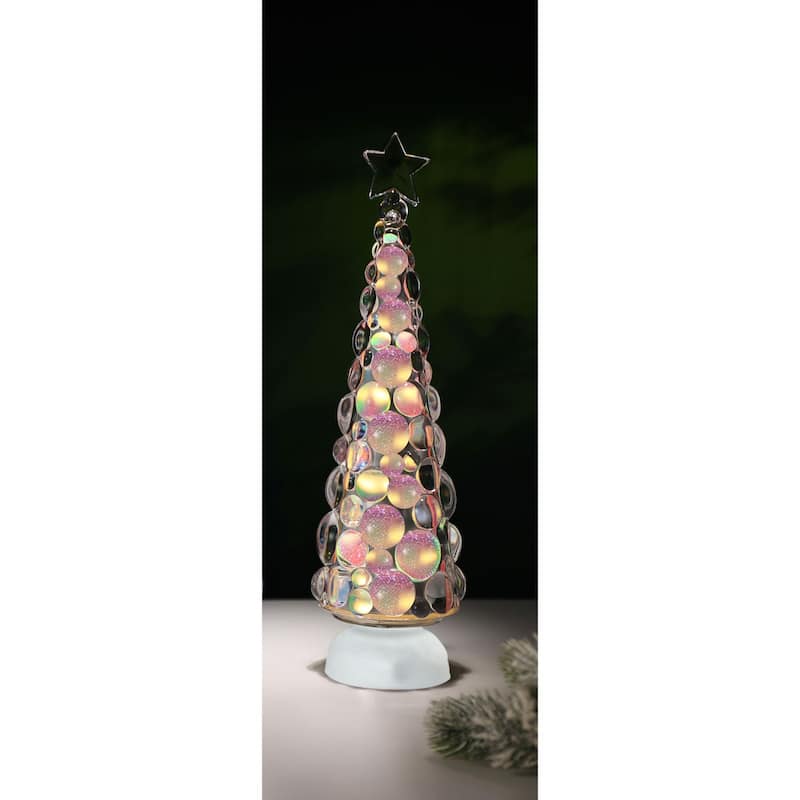 LED Lighted Christmas Ornament Tree Decoration - 15" - Gold and Pink - Set of 2