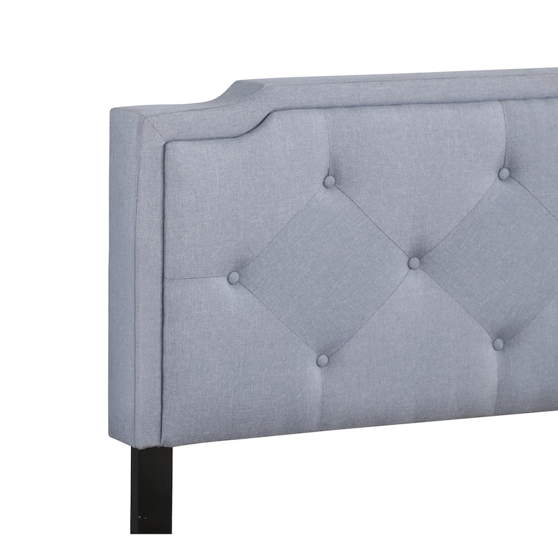 Upholstered Twill Jewel Tufted Full Panel Bed - 81" - Blue