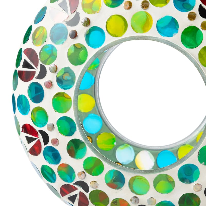 Glitzhome Round Hanging Multi-Color Mosaic Birdfeeder
